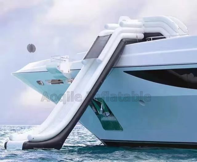 Entertainment Yacht Water Floating Slide PVC Inflatable Pontoon Boat Slide for adult