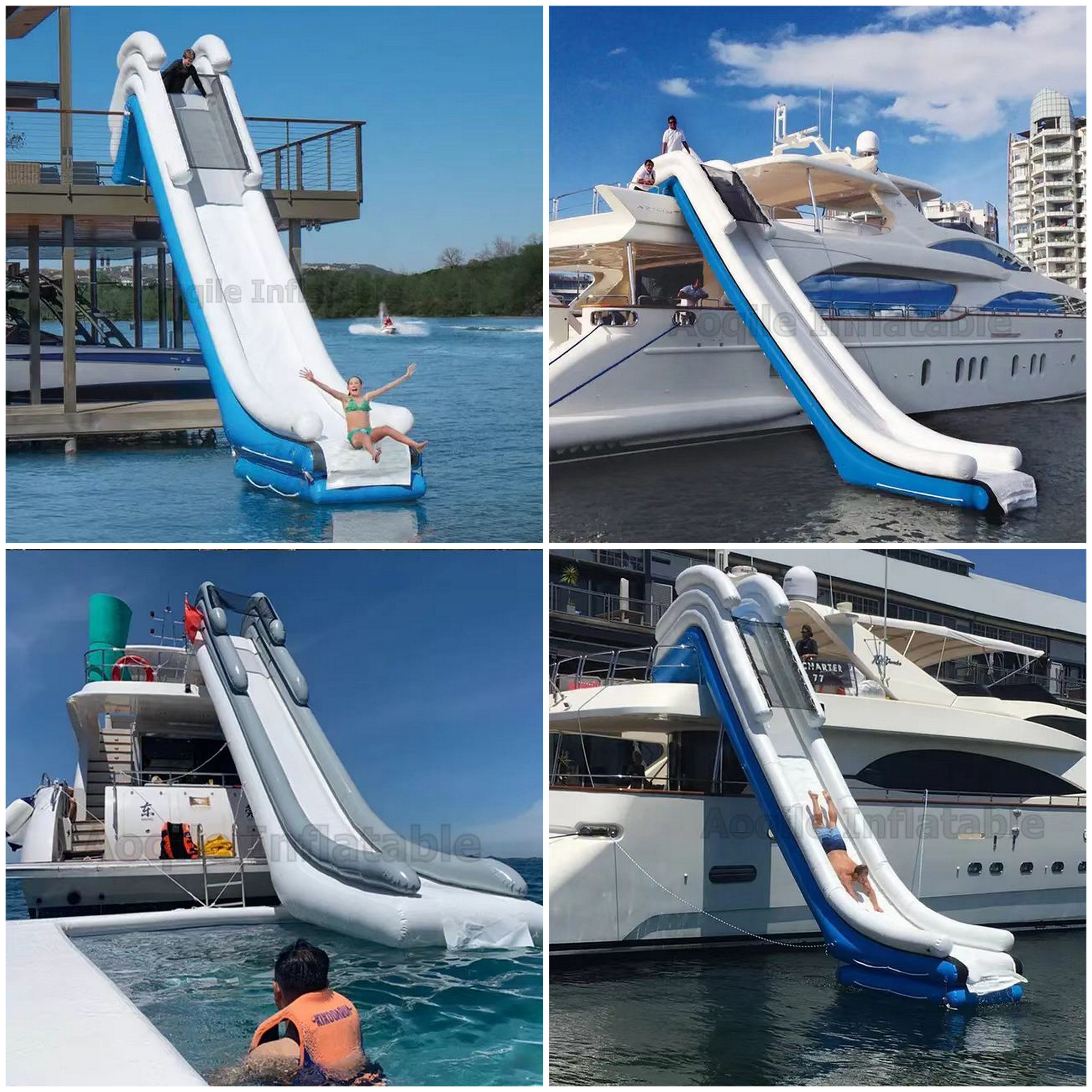 Factory Customized 5M height Boat Dock Slide Inflatable Slide Inflatable Yacht Slide for Sale