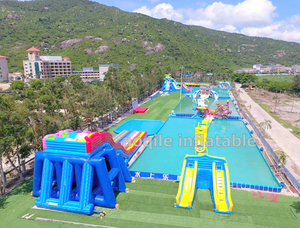 China Manufacturer inflatable water amusement park on ground, inflatable water park with pool and slide