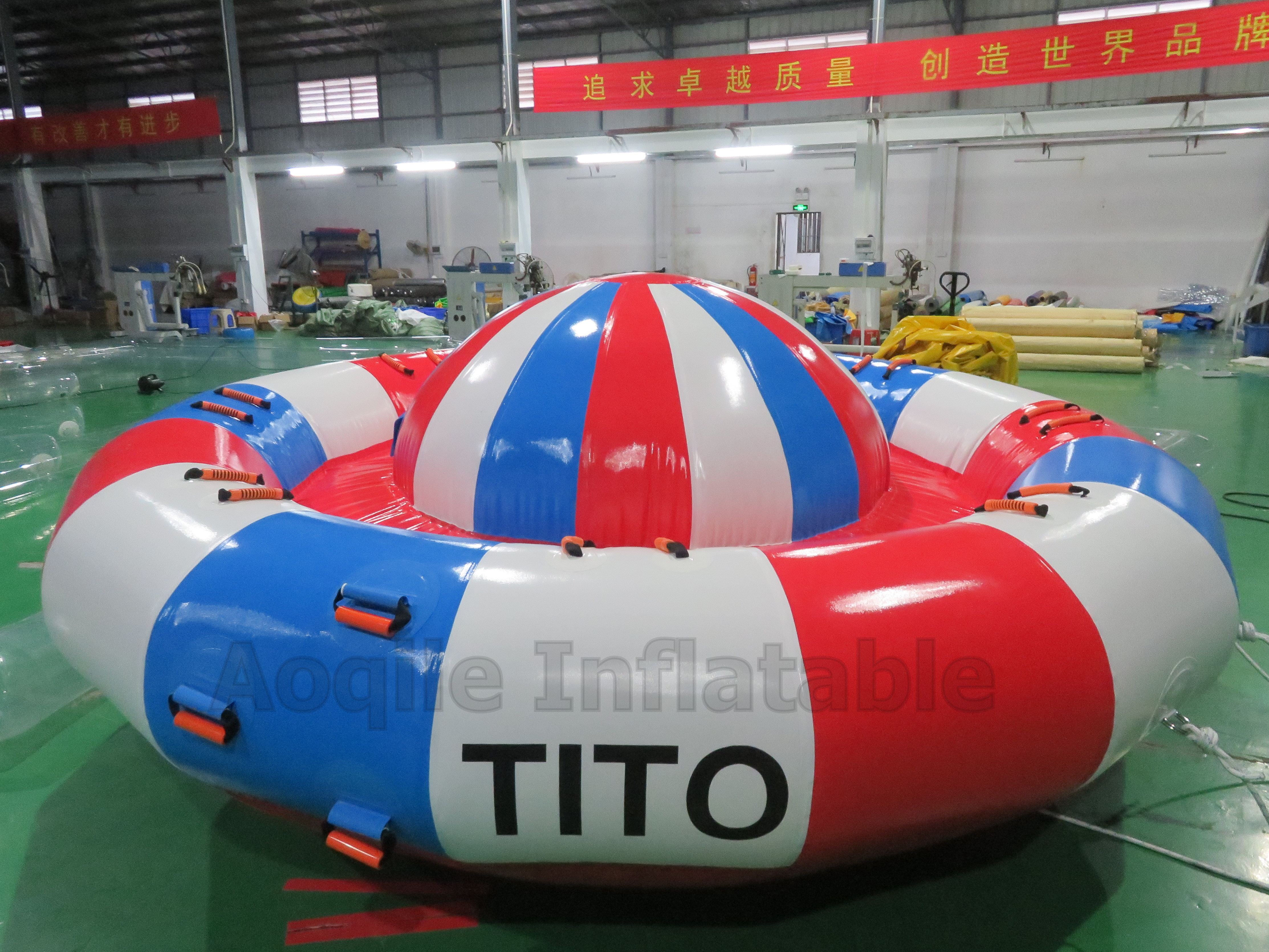 6-10 Persons Inflatable Rotating Water Toys Disco Boat Towable Tube Water Entertainment Crazy UFO Inflatable Disco Boat