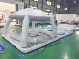 Summer Relaxation Water Inflatable Floating Island Pier Inflatable Pvc Floating Leisure Dock Platform Lounge