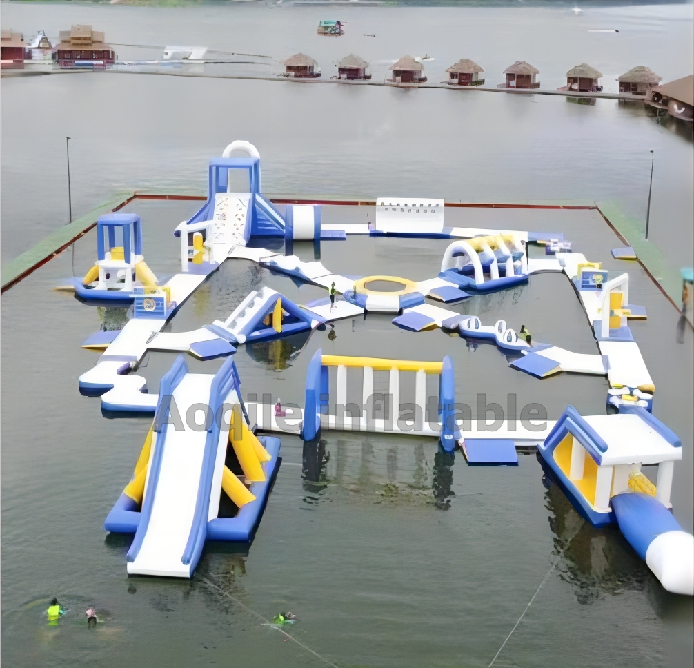 Water Floating Island Inflatable Park Commercial Inflatable Floating Water With Slide Castle