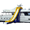 Floating inflatable water yacht slide for boat, inflatable dock boat slide for water games