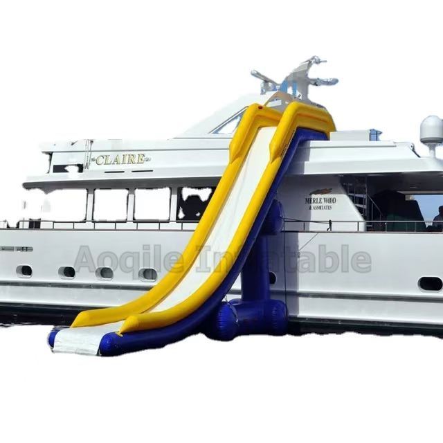 Entertainment Yacht Water Floating Slide PVC Inflatable Pontoon Boat Slide for adult