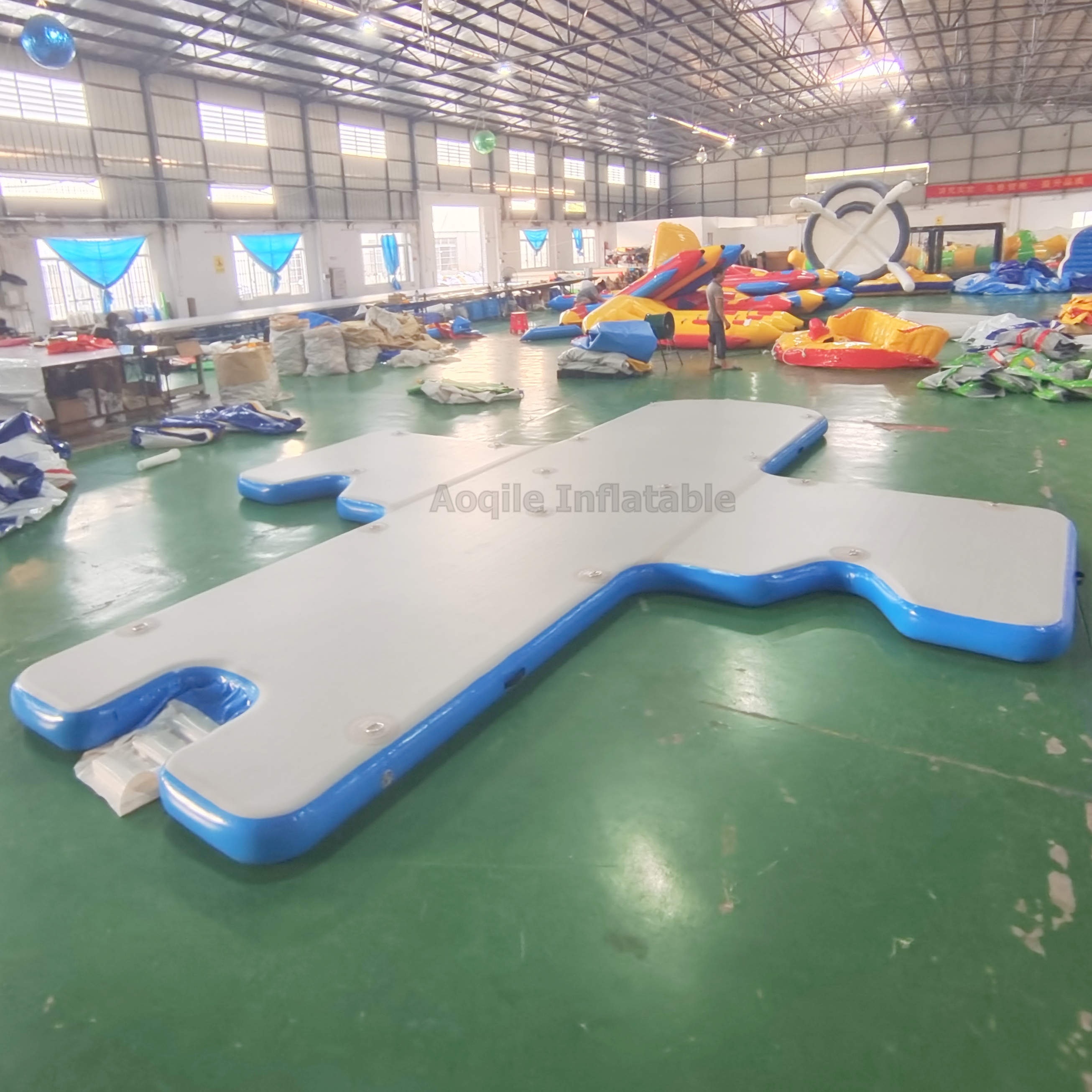 Custom drop stitch E shape Teak foam Motor Boat station inflatable jet ski Floating Dock Platform