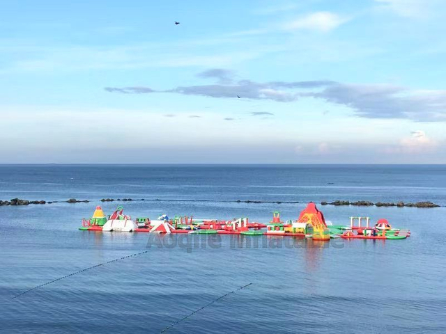 Water Floating Island Inflatable Park Commercial Inflatable Floating Water With Slide Castle