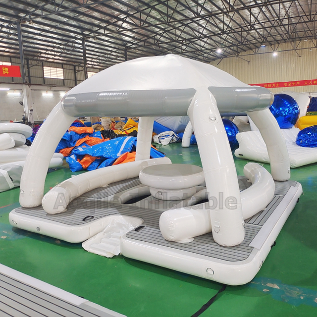 Summer Relaxation Water Inflatable Floating Island Pier Inflatable Pvc Floating Leisure Dock Platform Lounge