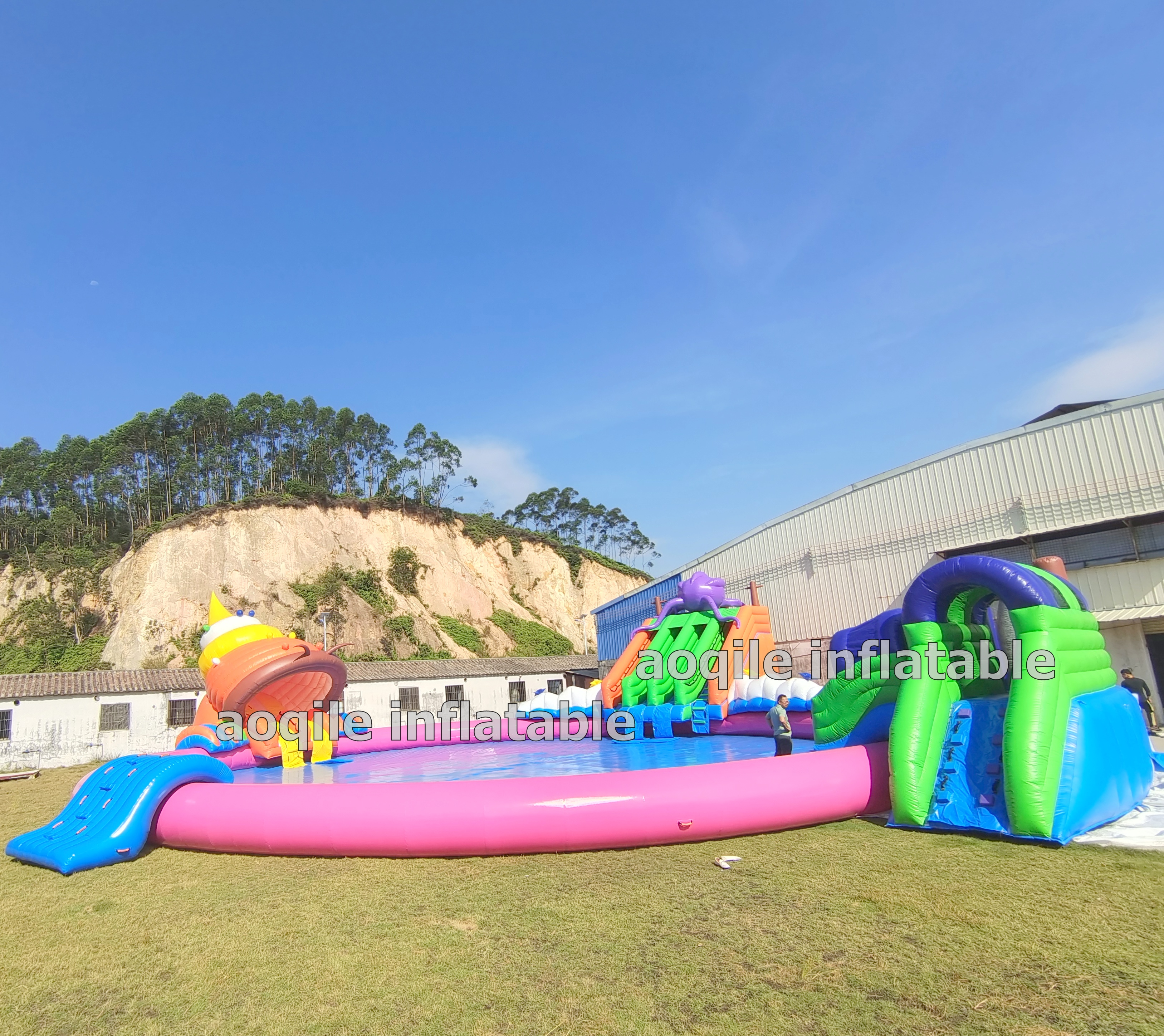 Outdoor Mobile Durable Metal Frame PVC Inflatable Water Slide Swimming Pool for Inflatable Ground Water Park