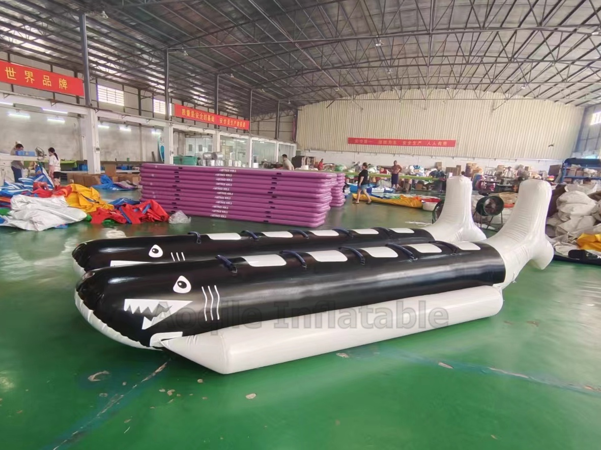 heavy duty PVC 9 Riders Inflatable Banana Slider Towable Flying Sofa Water Bike Pedal Boat, new Banana Slider For 6 to 9 people