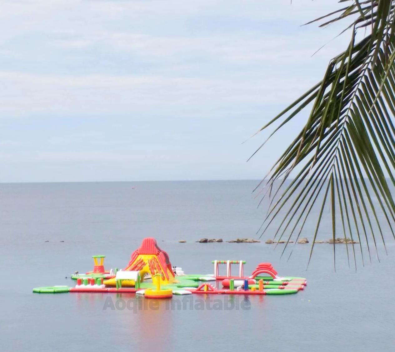 Water Floating Island Inflatable Park Commercial Inflatable Floating Water With Slide Castle