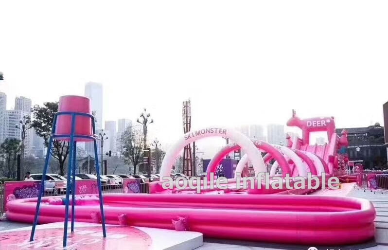 Commercial Big Inflatable Water Slide Park , Popular Style Inflatable Amusement Water Park On Land