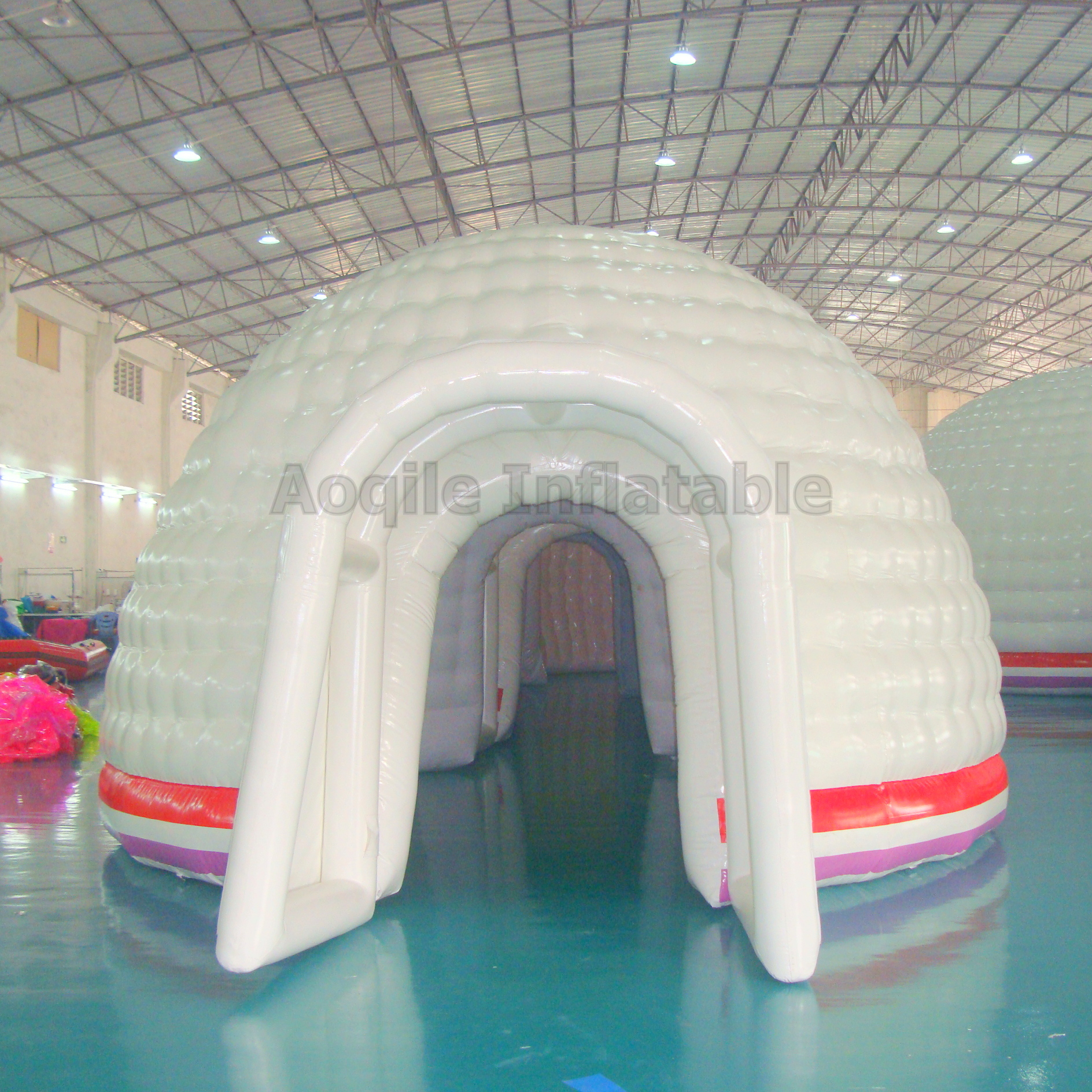 Custom Outdoor Party Iglu Event Dome advertising Tent White and red Inflatable Igloo Tent