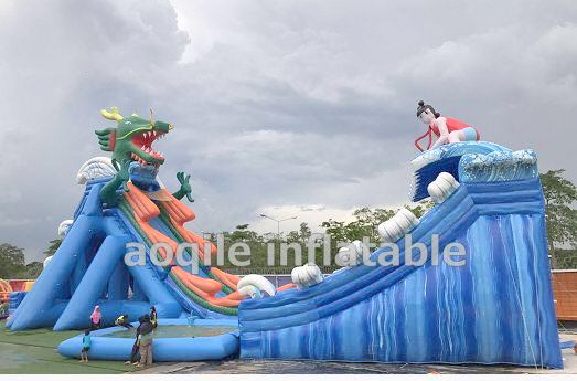 Commercial Water Park Equipment Inflatable Ground Ocean World Water Park On Land