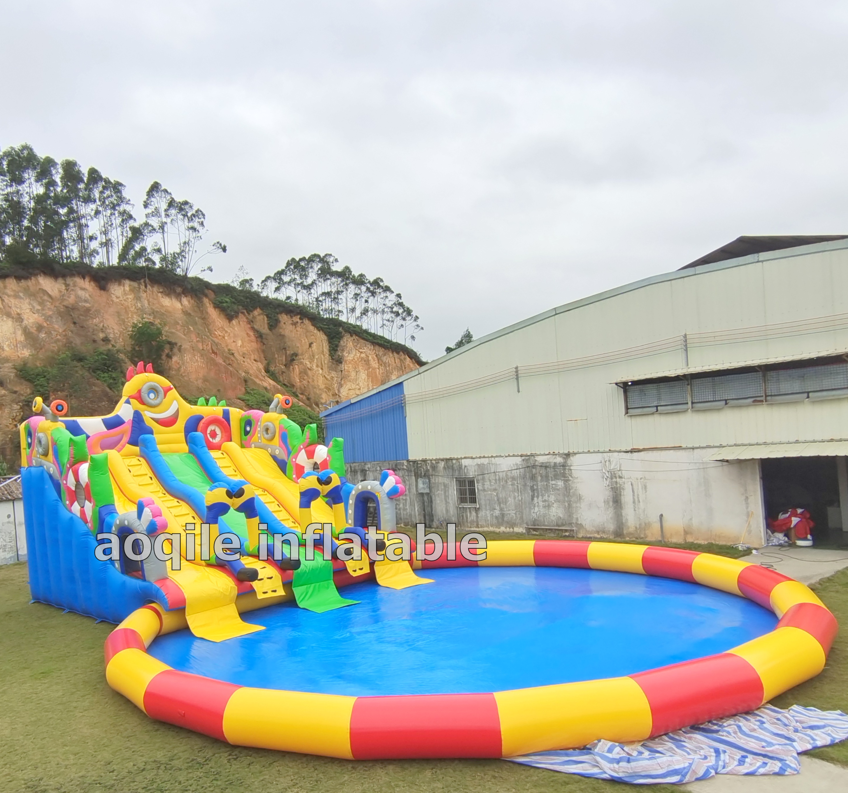 Outdoor Mobile Durable Metal Frame PVC Inflatable Water Slide Swimming Pool for Inflatable Ground Water Park