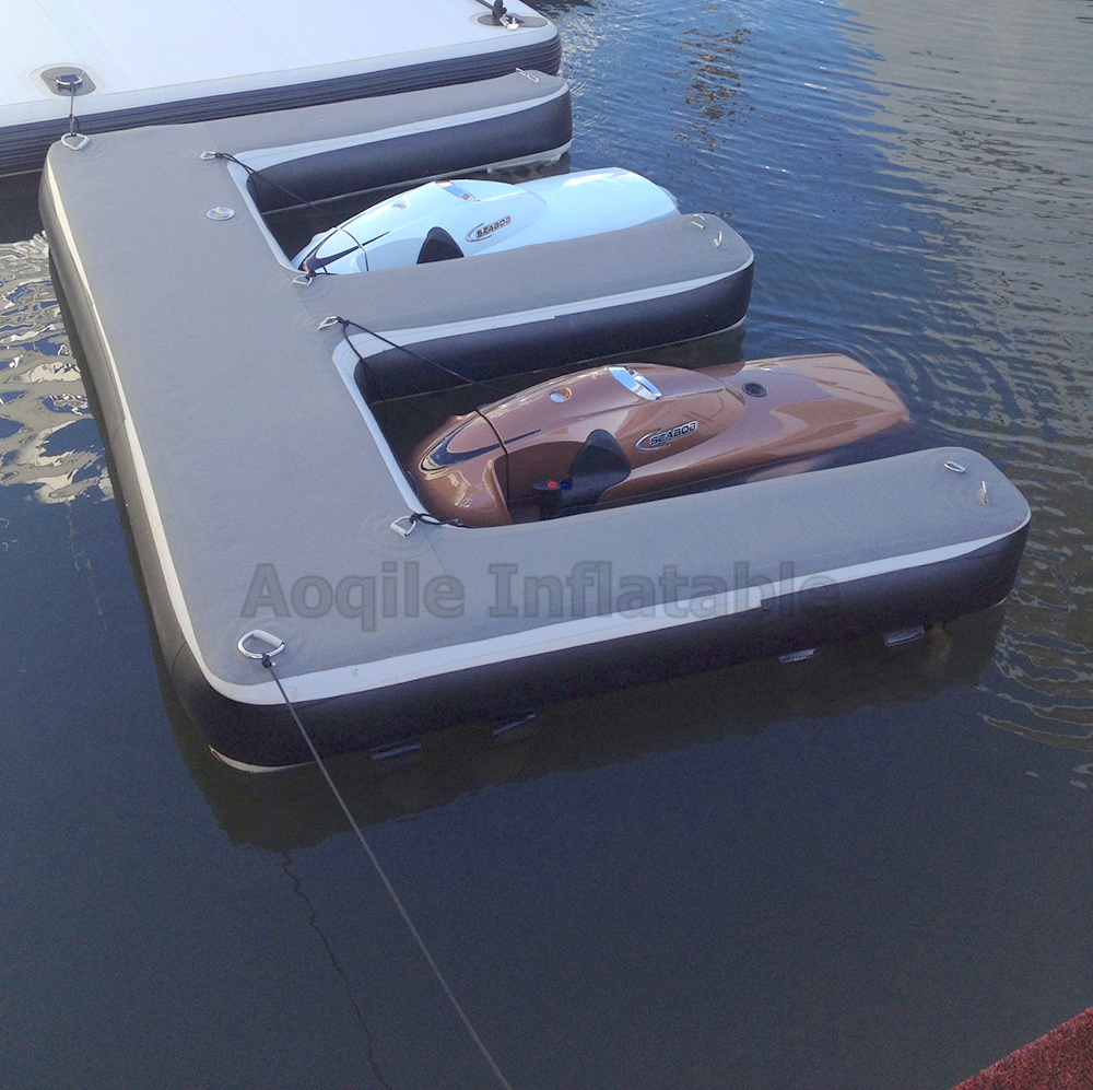 Custom drop stitch E shape Teak foam Motor Boat station inflatable jet ski Floating Dock Platform