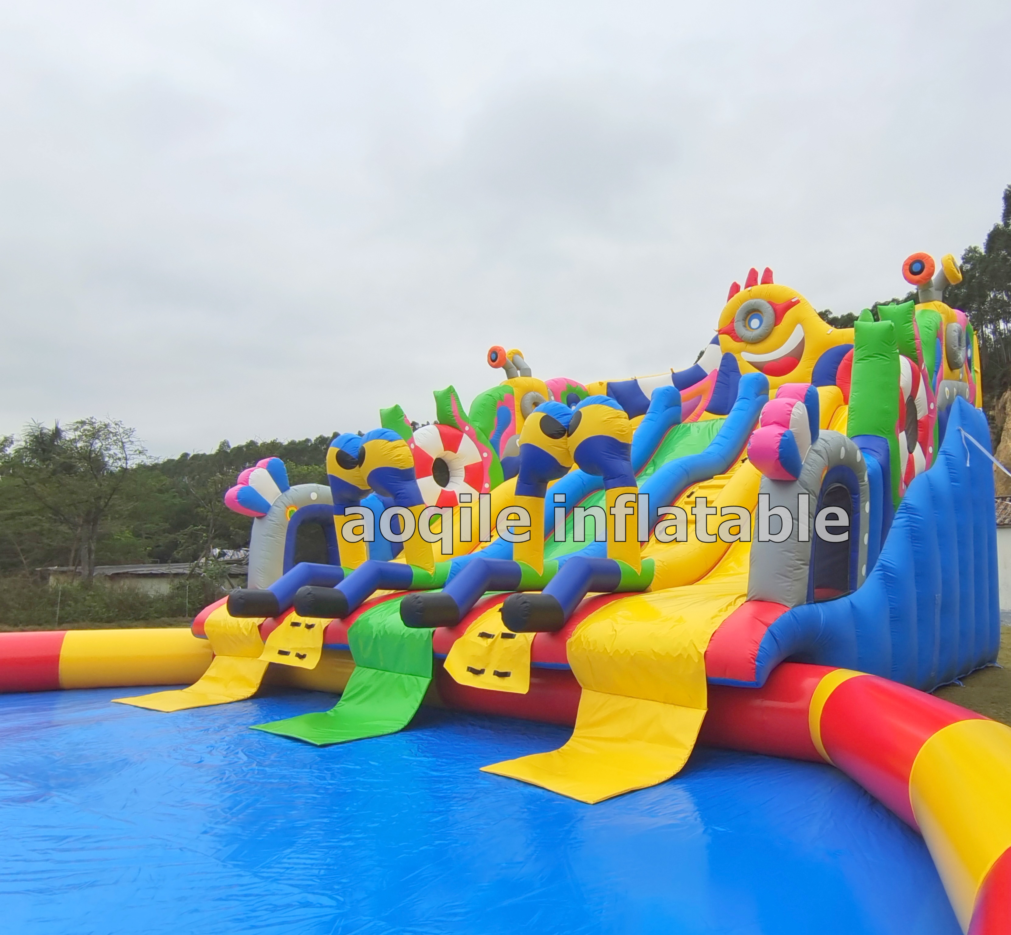 Outdoor Mobile Durable Metal Frame PVC Inflatable Water Slide Swimming Pool for Inflatable Ground Water Park