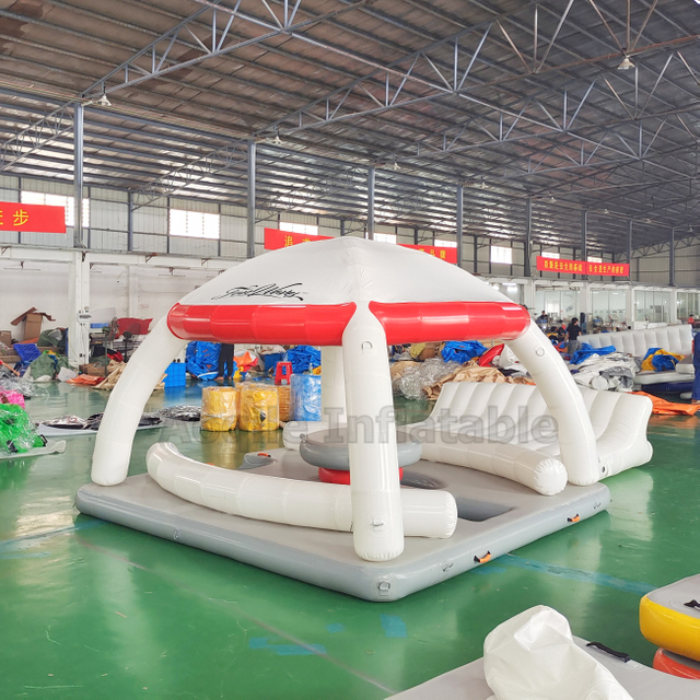 Aqua party inflatable floating dock platform island tent for water park