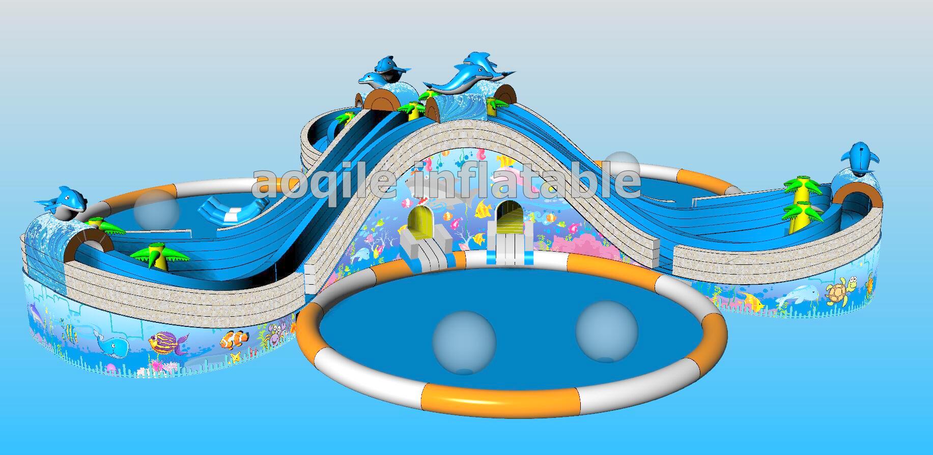 Commercial circular outdoors amusement park swimming pool with filtration system