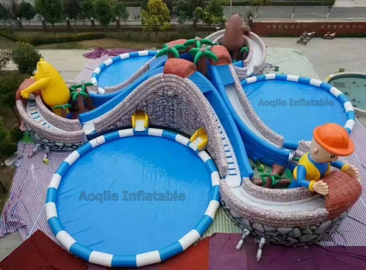 Commercial Water Park Equipment Inflatable Ground Ocean World Water Park On Land