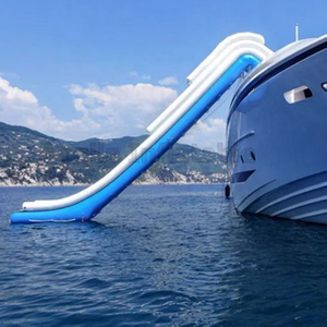 Floating inflatable water yacht slide for boat, inflatable dock boat slide for water games