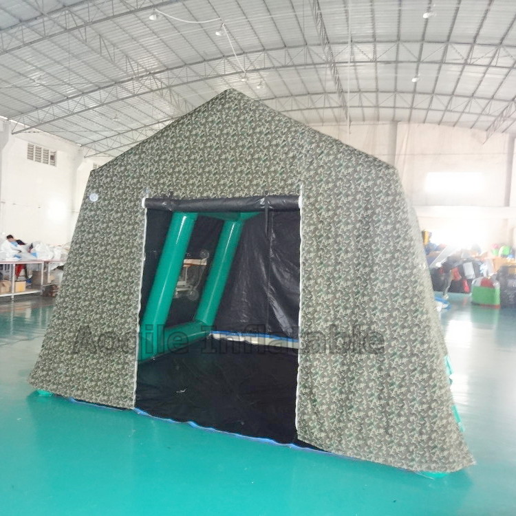 Custom Camping outdoor shelter waterproof sun protection home shelter disaster tent Inflatable camouflage tent