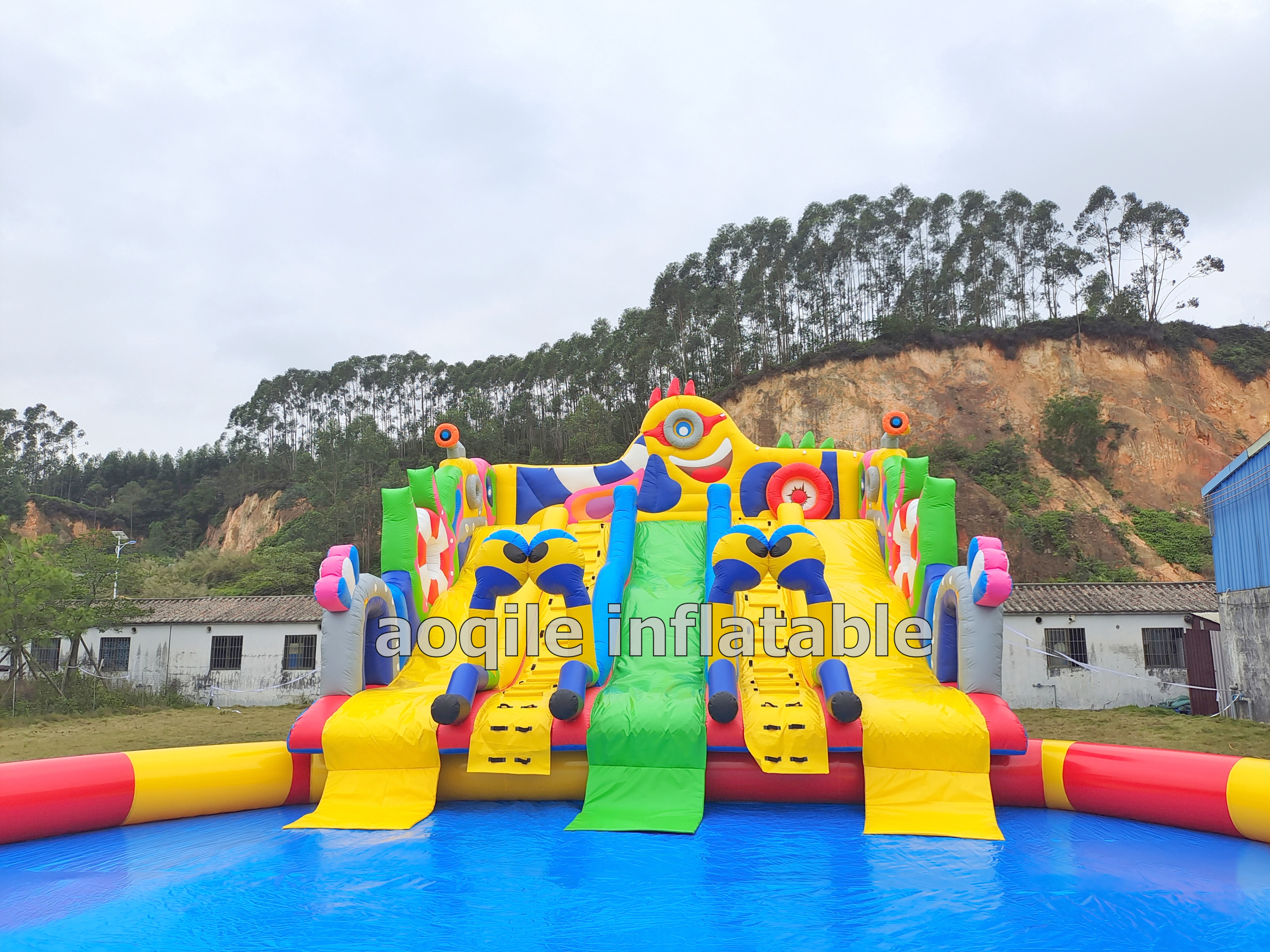 Outdoor Mobile Durable Metal Frame PVC Inflatable Water Slide Swimming Pool for Inflatable Ground Water Park