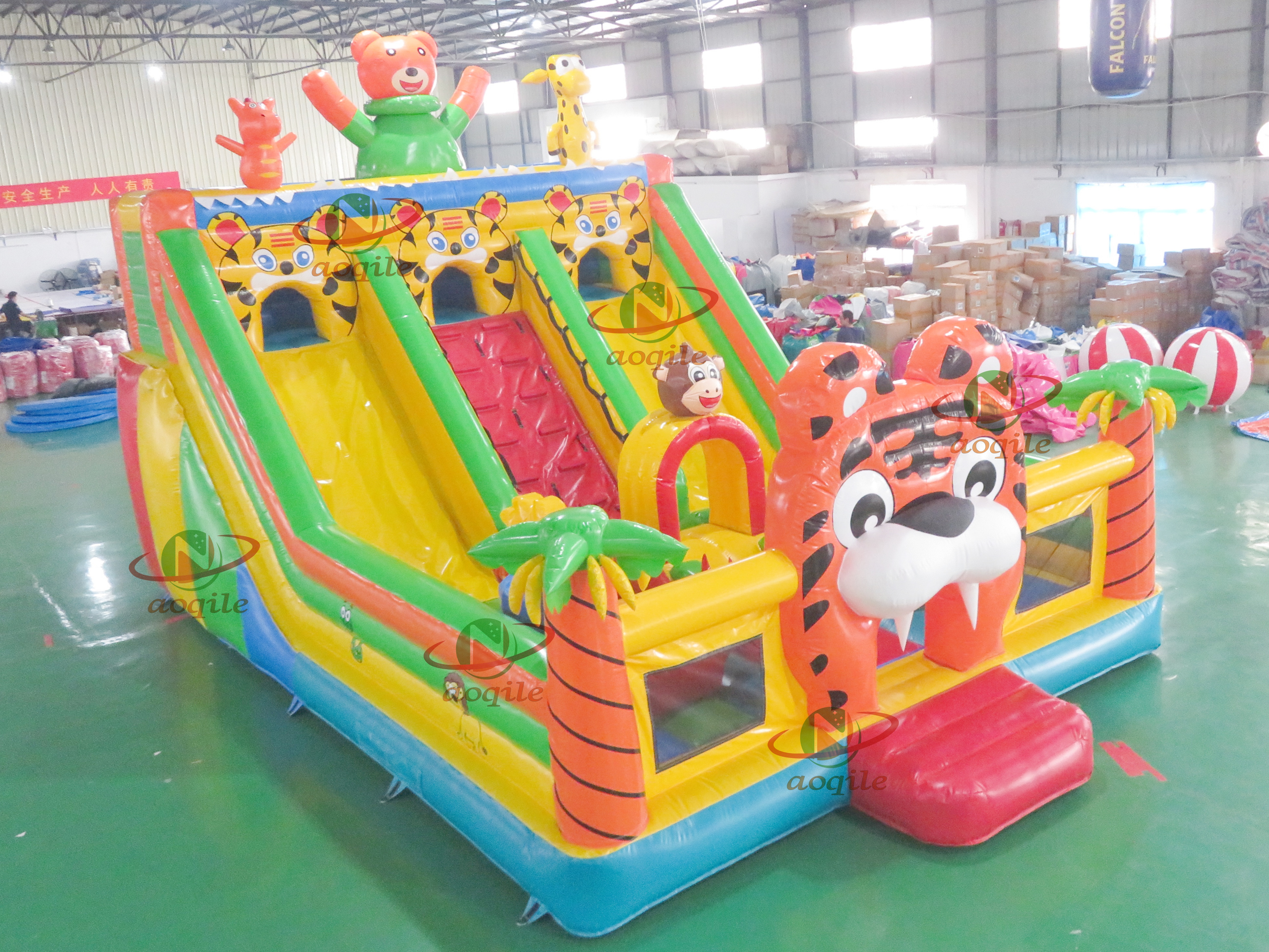 Aoqile High - Quality Outdoor Land Inflatable Tiger - Shaped Slide for Enents