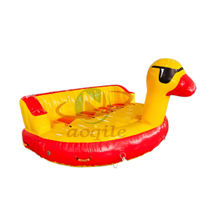 Cute Yellow Duck Shape Inflatable Swimming Pool water party Children Toy Portable Pontoon Water Ski Towable