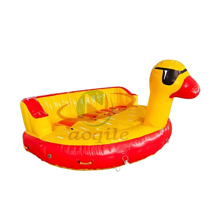 Cute Yellow Duck Shape Inflatable Swimming Pool water party Children Toy Portable Pontoon Water Ski Towable