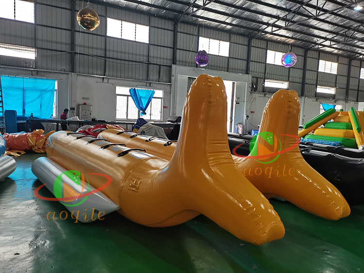 funny water game inflatable floating toys yellow inflatable banana boat for sale