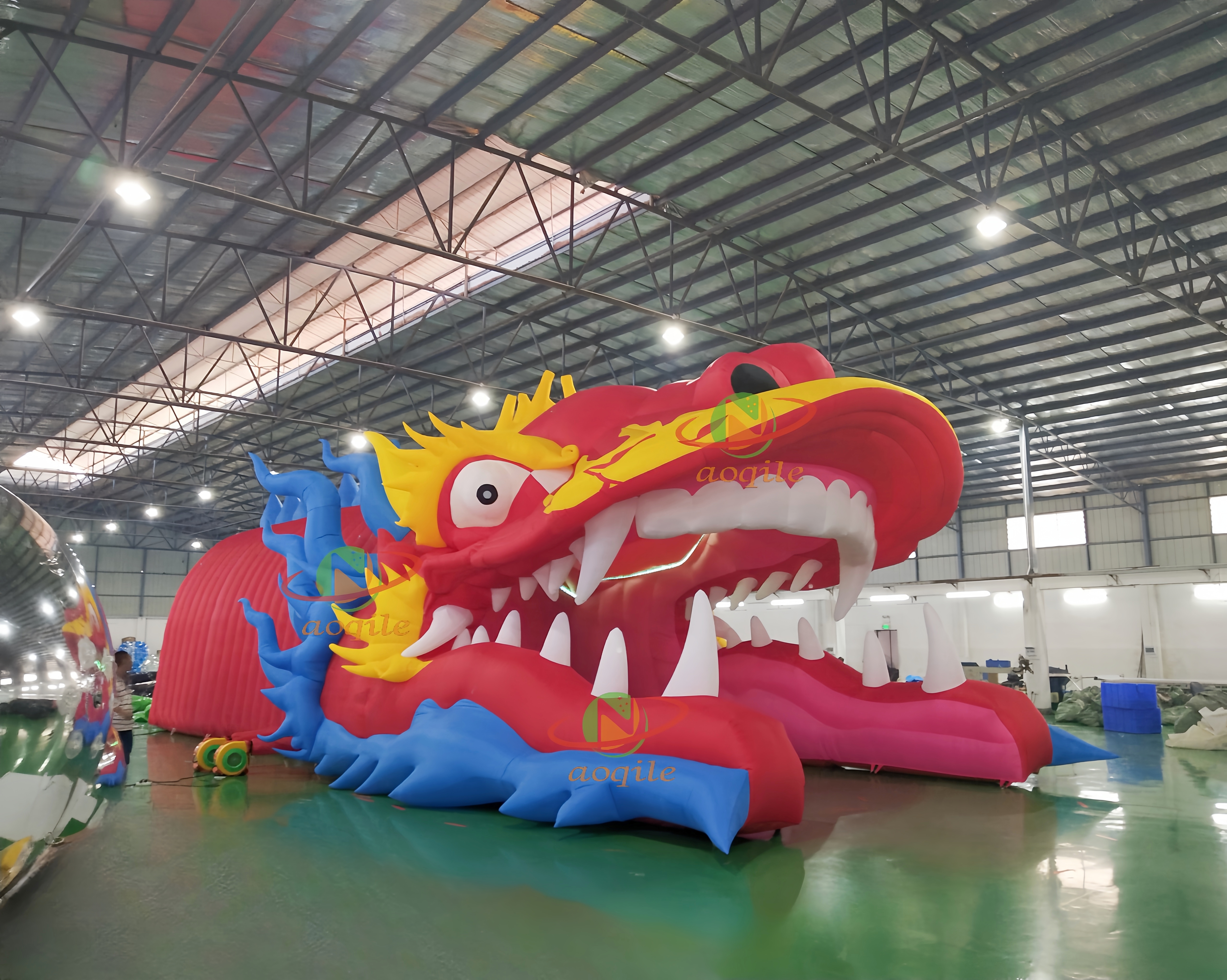 LED Lighting Inflatable Dragon Tent Outdoor Decoration Tent Dragon Head Tunnel for Party Display