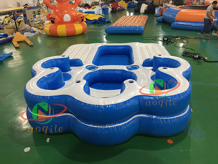 Summer Water Inflatable Equipment Backrest Leisure Floating Island Platform Dock Inflatable Lounges Sofa Boat