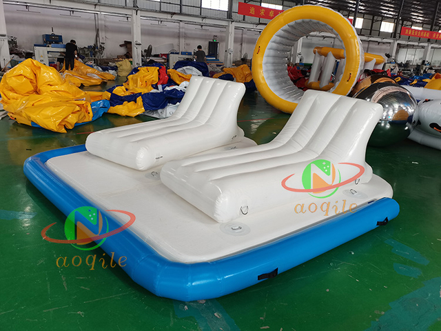 High Quality Inflatable Floating Dock Platform Inflatable Water Double lying sofa Floating Island Equipment