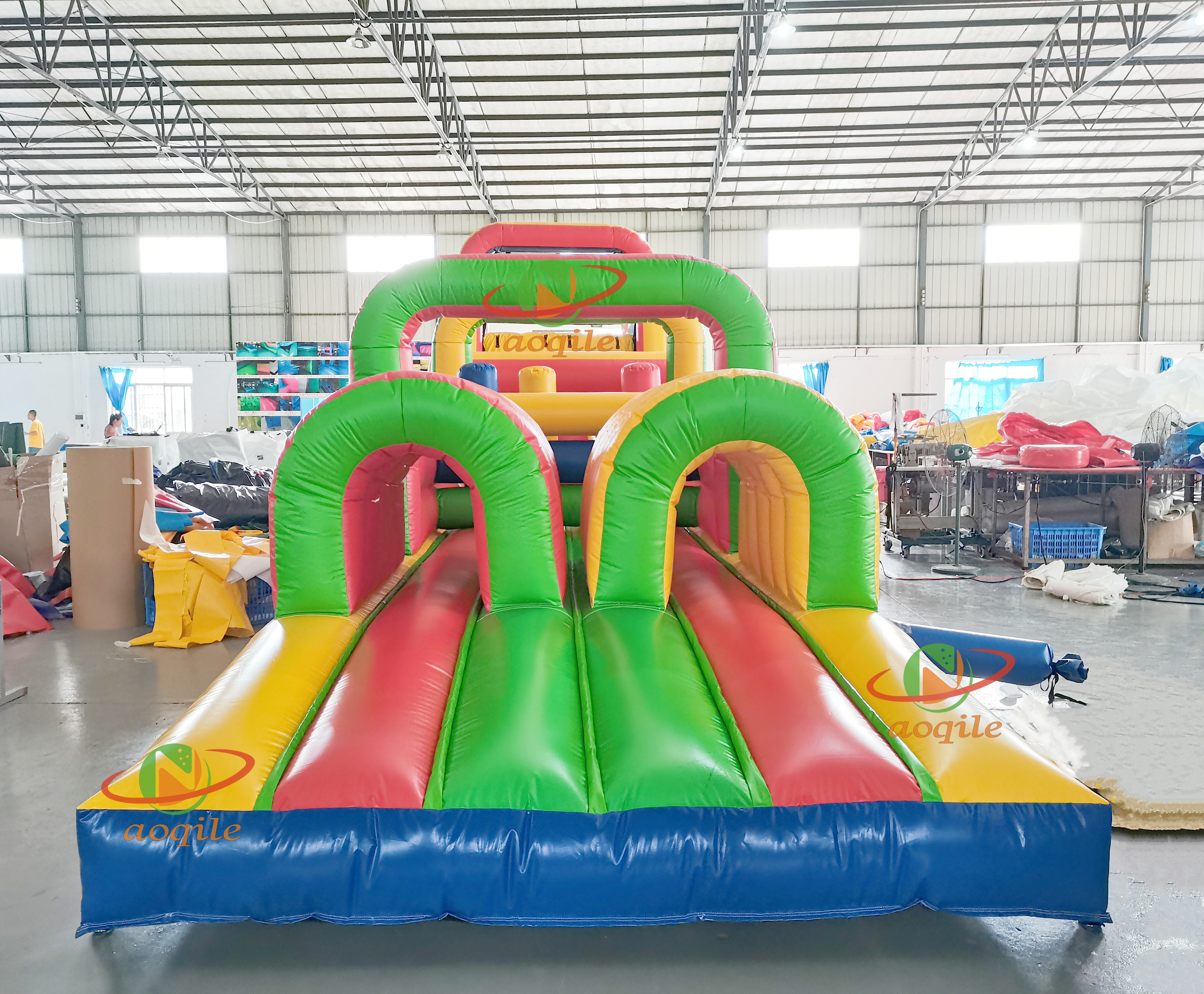 Aoqile Custom Inflatable Obstacle Course Colorful Design Foldable for Water Park Challenges Festival Game Events for Events