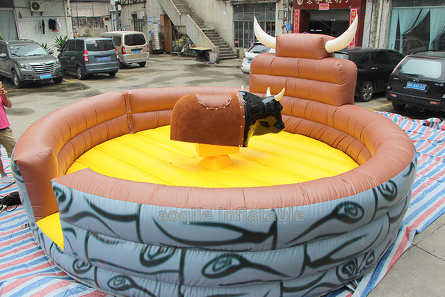 Aoqile Commercial Inflatable Bull Riding Machine Adjustable Speed for Adult Teenager Outdoor Fun Activities for Events