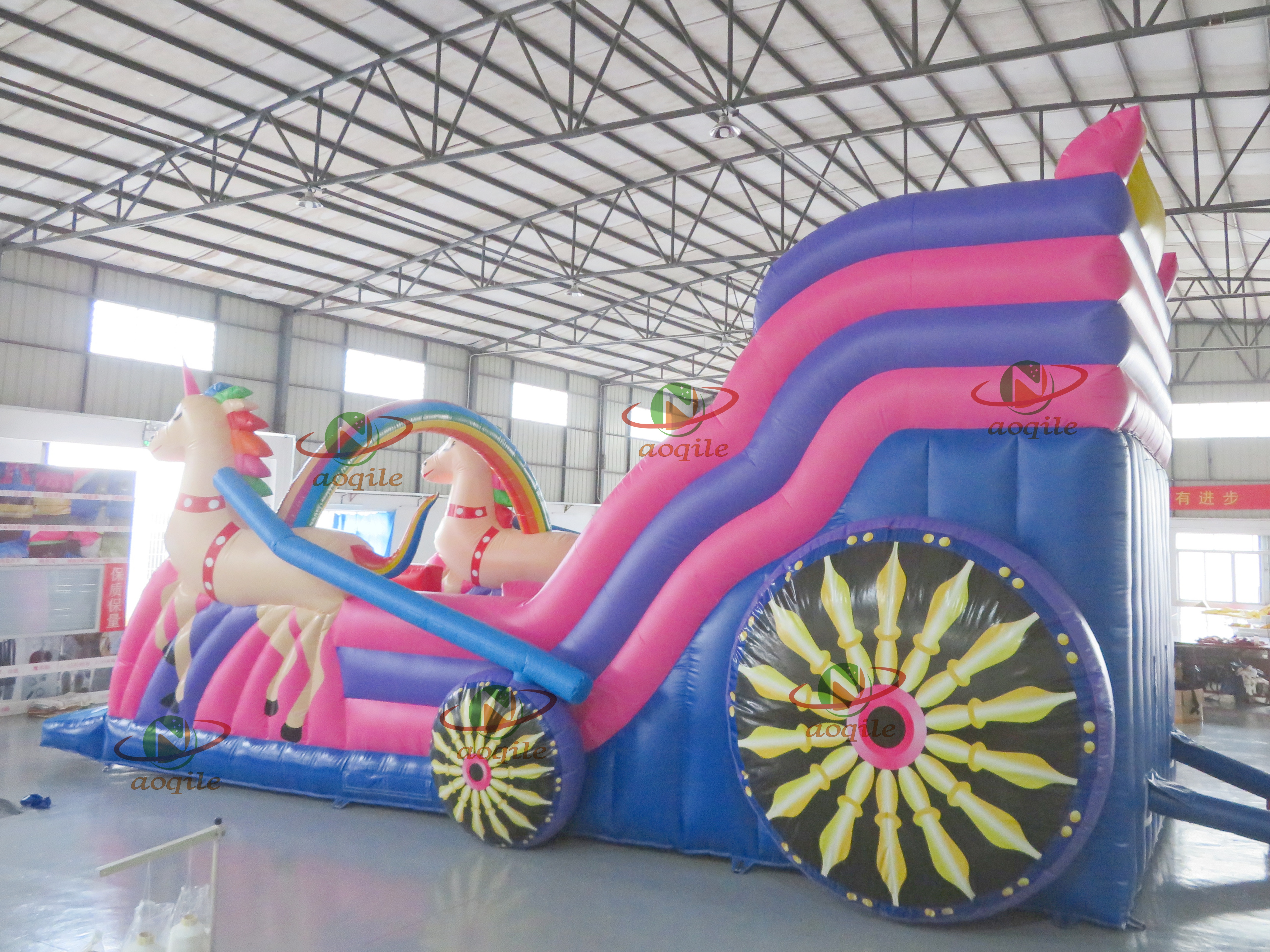 Aoqile High-quality Commercial Outdoor Water Park and Land Park Inflatable Carriage Water Slide for Events
