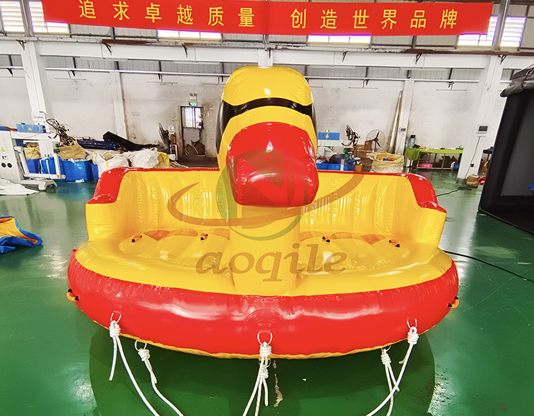 Cute Yellow Duck Shape Inflatable Swimming Pool water party Children Toy Portable Pontoon Water Ski Towable