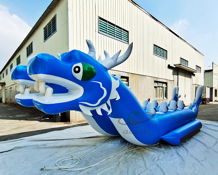 High Quality Multi Person Flying Double Tube Flying Fish Towable Double Row Inflatable Riding Dragon Boat