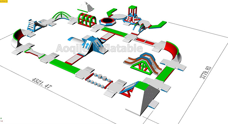 Big Water Theme Outdoor Game Inflables Water Park Obstacle Inflatable with Slides Floating Sport Eupiment