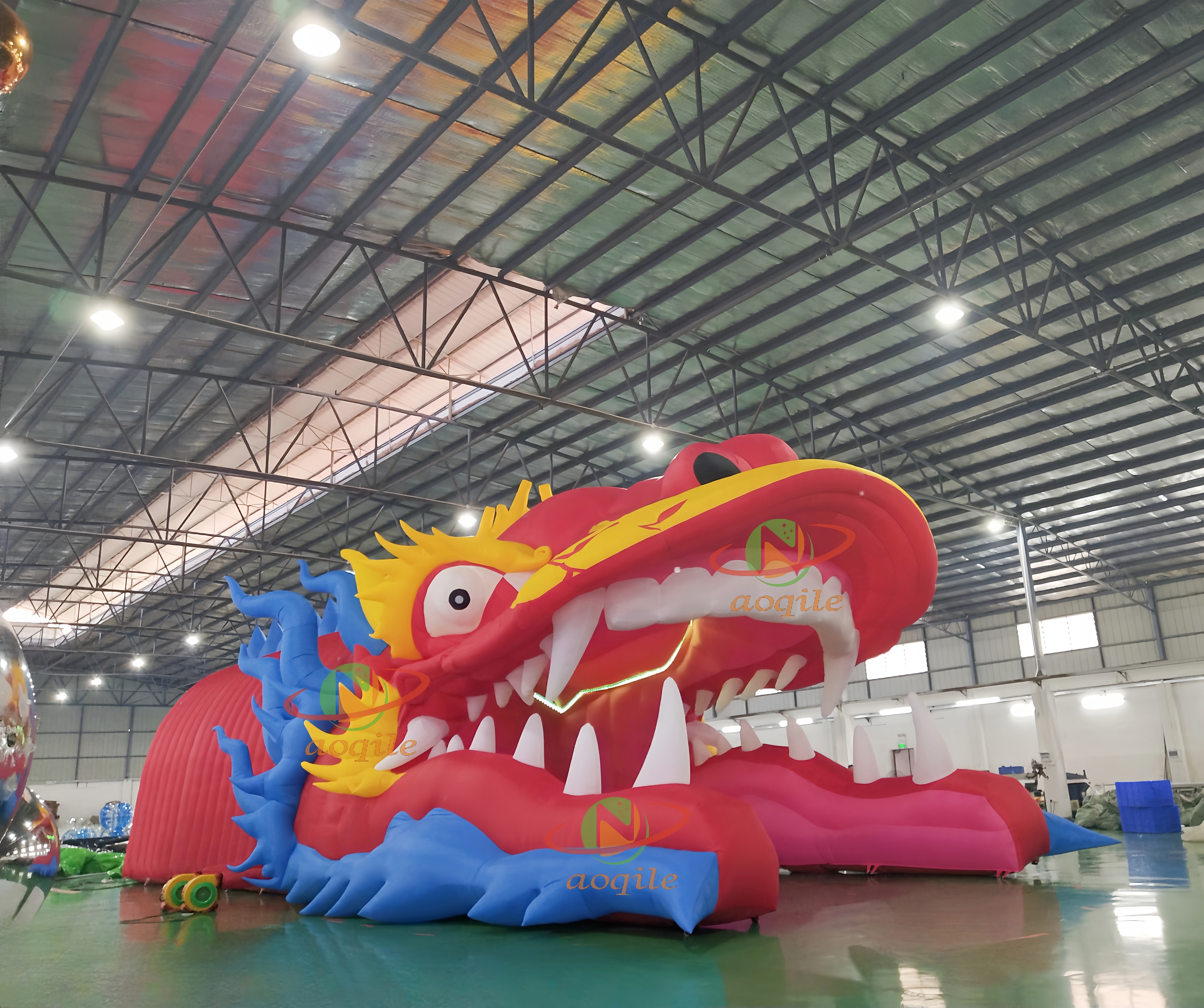 LED Lighting Inflatable Dragon Tent Outdoor Decoration Tent Dragon Head Tunnel for Party Display