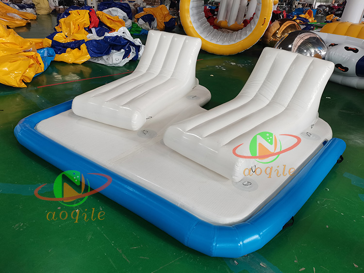 High Quality Inflatable Floating Dock Platform Inflatable Water Double lying sofa Floating Island Equipment