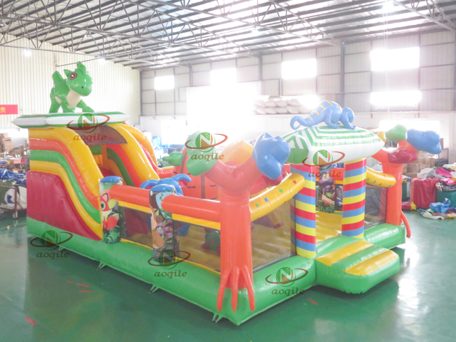 Aoqile Commercial Outdoor and Indoor Water Parks Inflatable Dinosaur Trampoline for Events