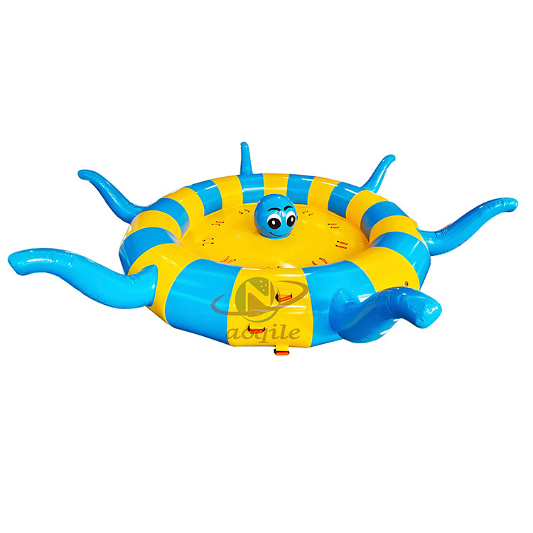 Commercial Crazy Inflatable Flying Water Rotating Towable Toy Inflatable Water Tube Octopus Shaped Disco Boat