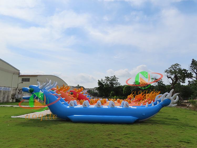 Water Play Equipment Entertainments Double Line Inflatable Dragon Boat