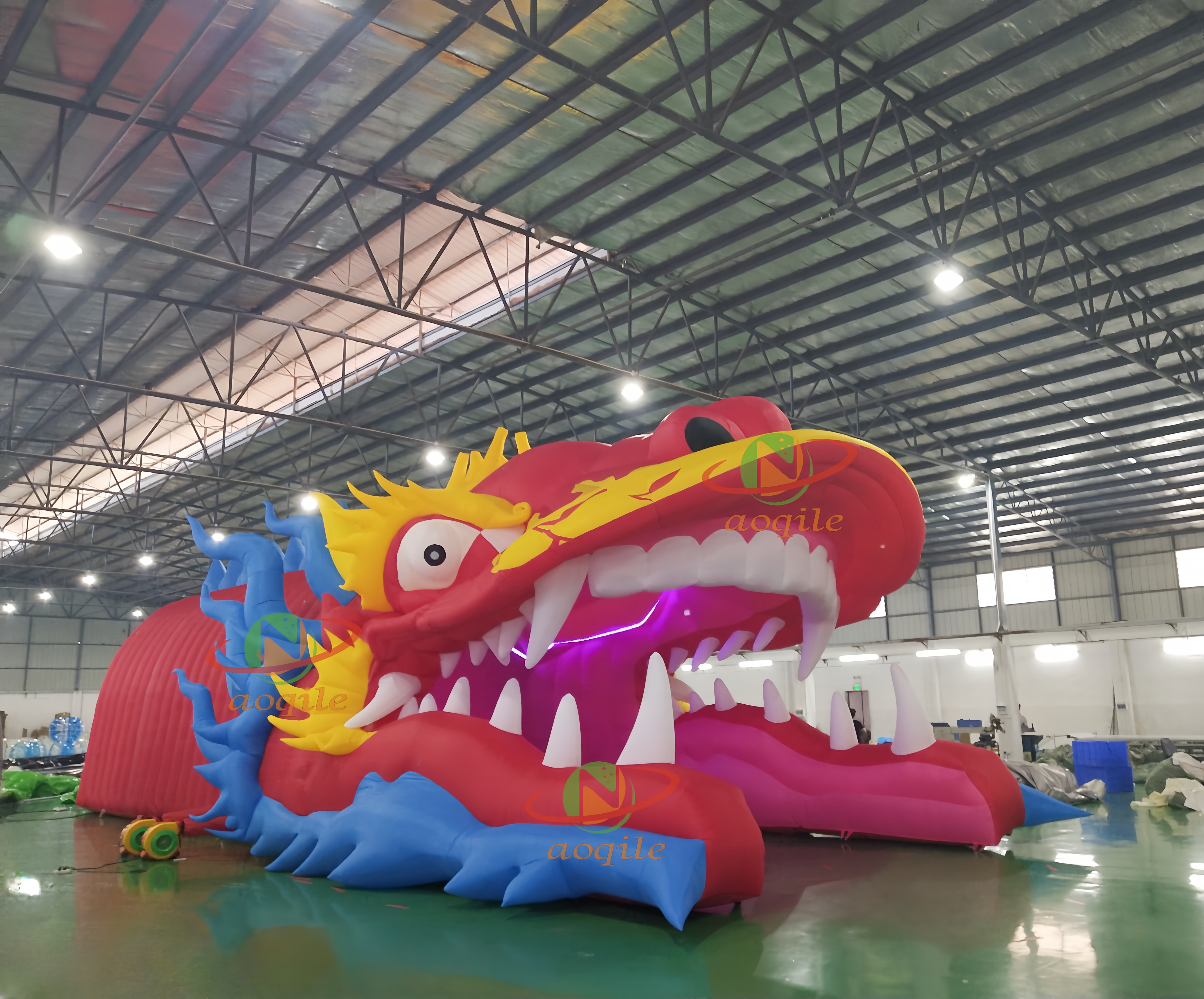 LED Lighting Inflatable Dragon Tent Outdoor Decoration Tent Dragon Head Tunnel for Party Display