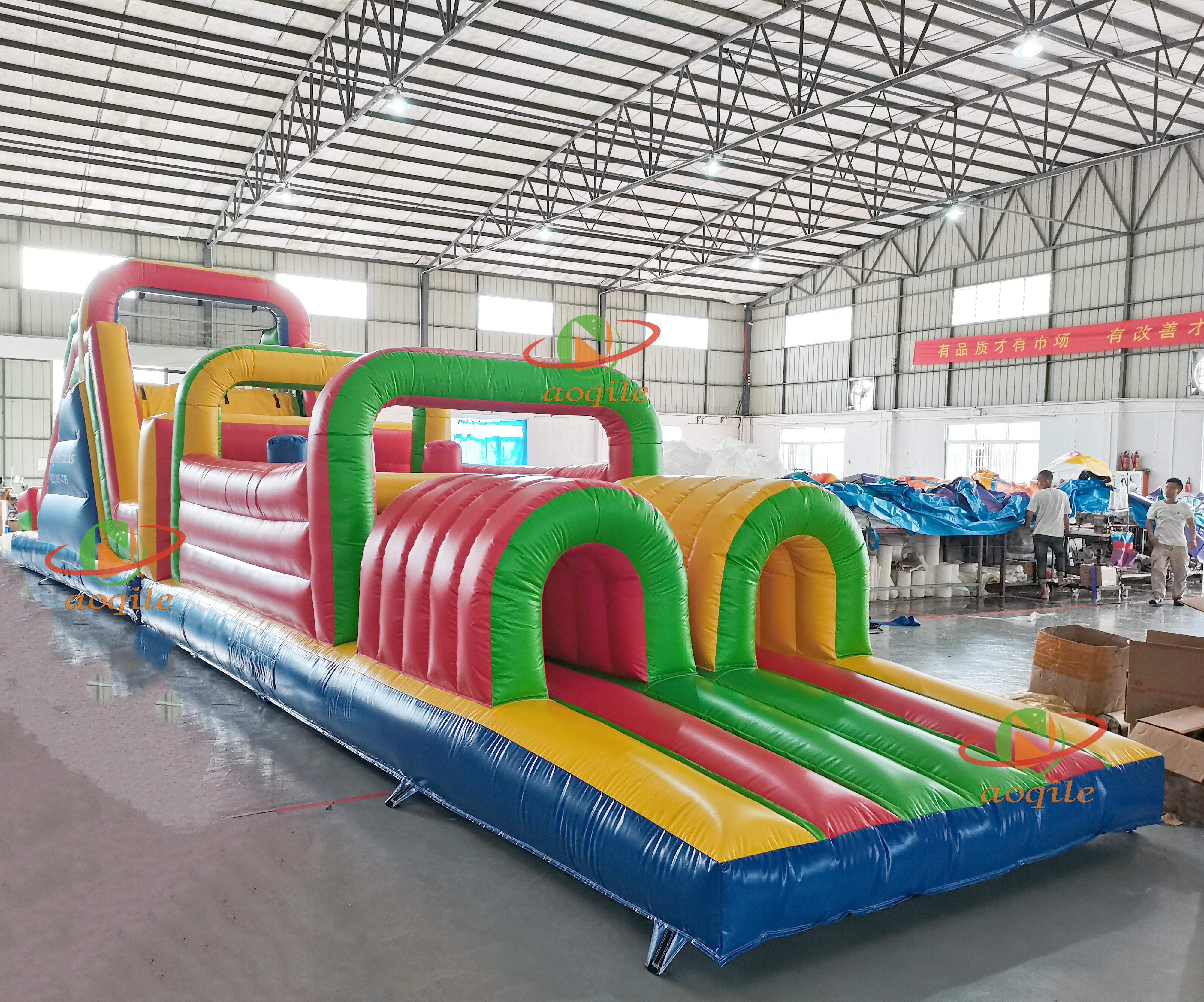 Aoqile Custom Inflatable Obstacle Course Colorful Design Foldable for Water Park Challenges Festival Game Events for Events
