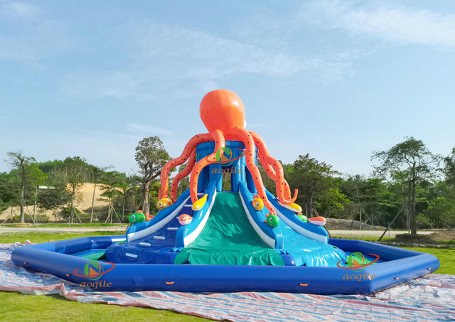 High Quality Custom Inflatable Water Park Octopus Style Water Slide