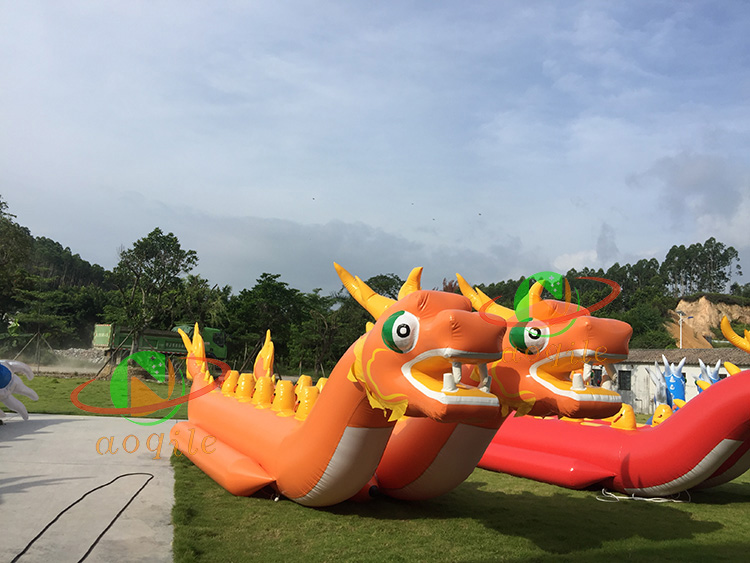 Hot Water Towing Game Red Single Lane Inflatable Dragon Boat, Customized Inflatable Dragon Boat