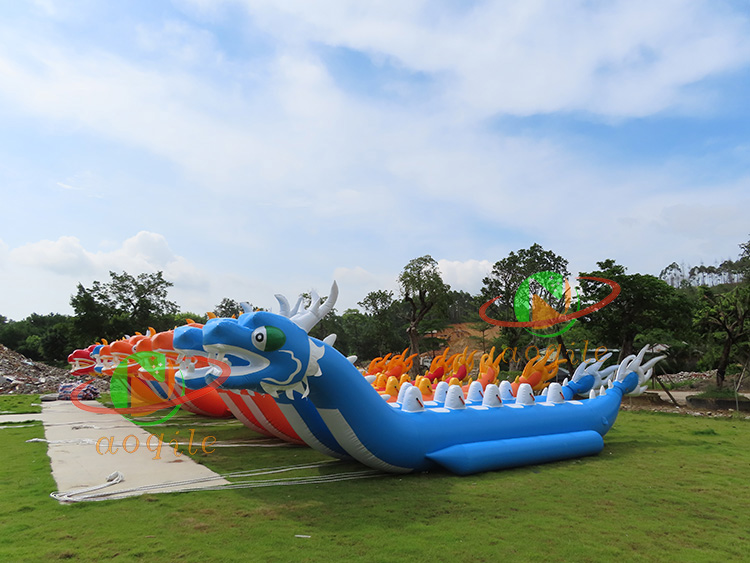 Water Play Equipment Entertainments Double Line Inflatable Dragon Boat