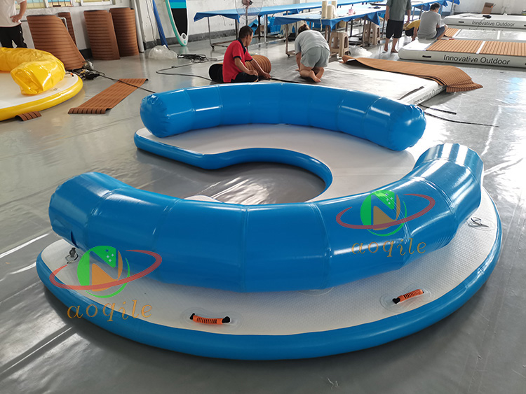 Outdoor Leisure Water Park Inflatable Floating Raft Platform Inflatable Water Round Floating Island Lounges Boat